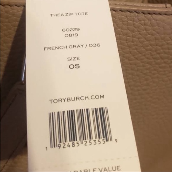 Tory Burch Thea Zip Tote in French Gray - Picture 2 of 6